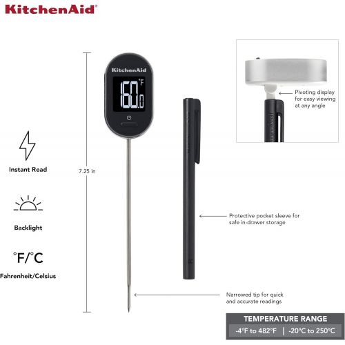 키친에이드 키친에이드KitchenAid KQ904 Digital Instant Read Thermometer, TEMPERATURE RANGE: -40°F to 482°F, Black
