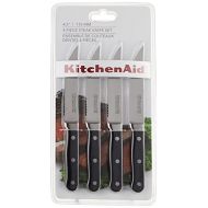 키친에이드KitchenAid KKFTR4OB Classic Forged Series Triple Rivet Steak Knife Set (Set of 4), Onyx Black, 4.5