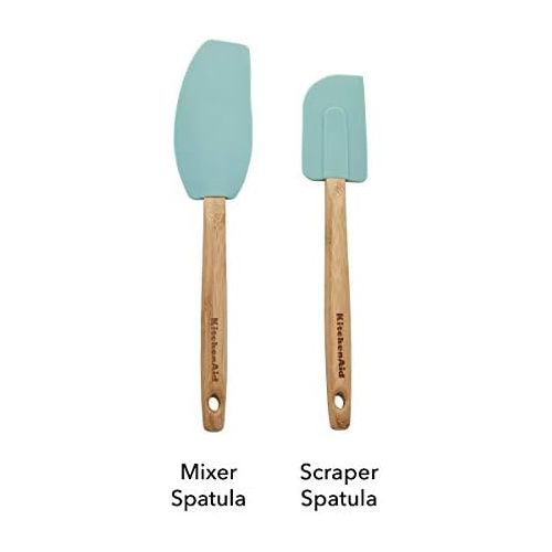 키친에이드 키친에이드KitchenAid KE650OHAQA Classic Bamboo Spatula Set, set of 2, Aqua Sky