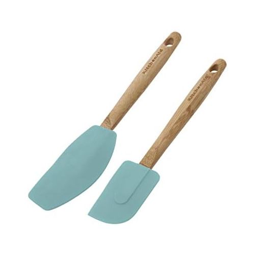 키친에이드 키친에이드KitchenAid KE650OHAQA Classic Bamboo Spatula Set, set of 2, Aqua Sky