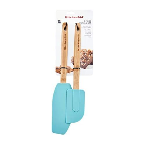 키친에이드 키친에이드KitchenAid KE650OHAQA Classic Bamboo Spatula Set, set of 2, Aqua Sky