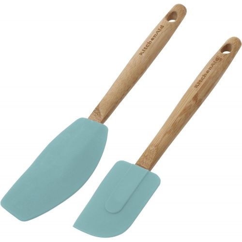 키친에이드 키친에이드KitchenAid KE650OHAQA Classic Bamboo Spatula Set, set of 2, Aqua Sky