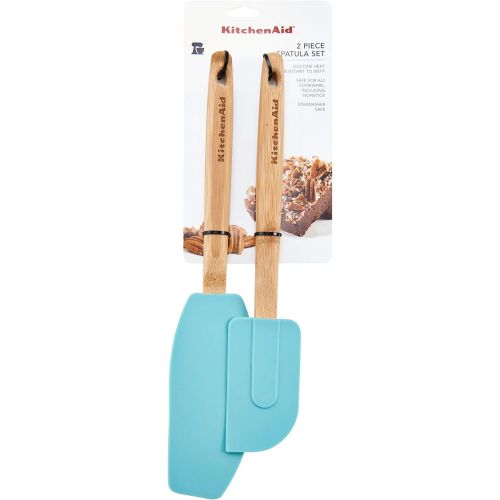 키친에이드 키친에이드KitchenAid KE650OHAQA Classic Bamboo Spatula Set, set of 2, Aqua Sky