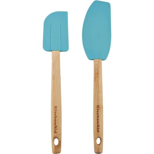 키친에이드 키친에이드KitchenAid KE650OHAQA Classic Bamboo Spatula Set, set of 2, Aqua Sky