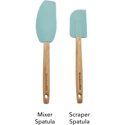 키친에이드 키친에이드KitchenAid KE650OHAQA Classic Bamboo Spatula Set, set of 2, Aqua Sky