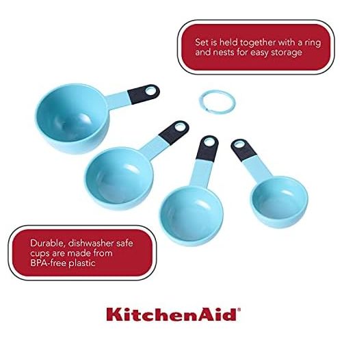 키친에이드 키친에이드KitchenAid KE058OHAQA Classic Measuring Cups, Set of 4, Aqua Sky/Black