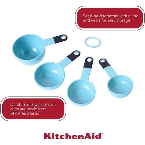 키친에이드 키친에이드KitchenAid KE058OHAQA Classic Measuring Cups, Set of 4, Aqua Sky/Black