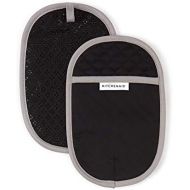 KitchenAid Asteroid Cotton Pot Holders with Silicone Grip, Set of 2, Black 2 Count