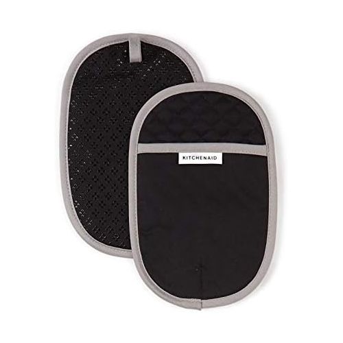 키친에이드 KitchenAid Asteroid Cotton Pot Holders with Silicone Grip, Set of 2, Black 2 Count