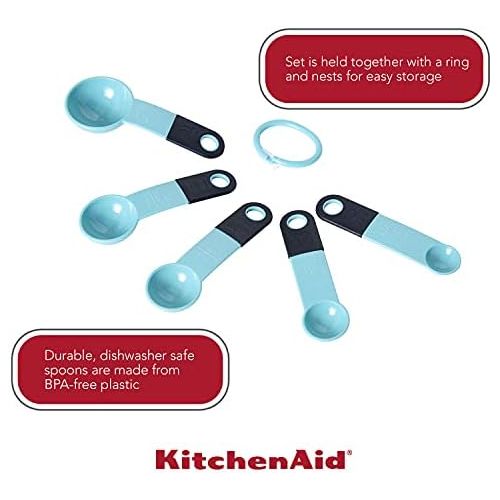 키친에이드 키친에이드KitchenAid KE057OHAQA Classic Measuring Spoons, Set of 5, Aqua Sky/Black