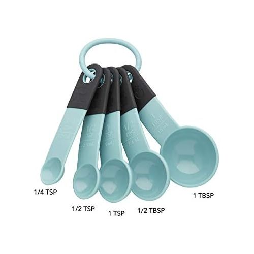 키친에이드 키친에이드KitchenAid KE057OHAQA Classic Measuring Spoons, Set of 5, Aqua Sky/Black