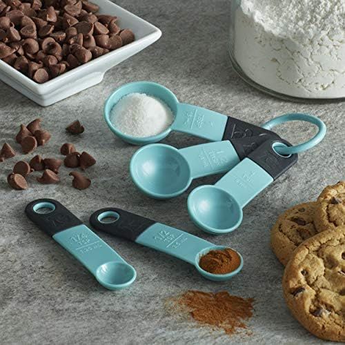 키친에이드 키친에이드KitchenAid KE057OHAQA Classic Measuring Spoons, Set of 5, Aqua Sky/Black