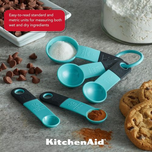 키친에이드 키친에이드KitchenAid KE057OHAQA Classic Measuring Spoons, Set of 5, Aqua Sky/Black