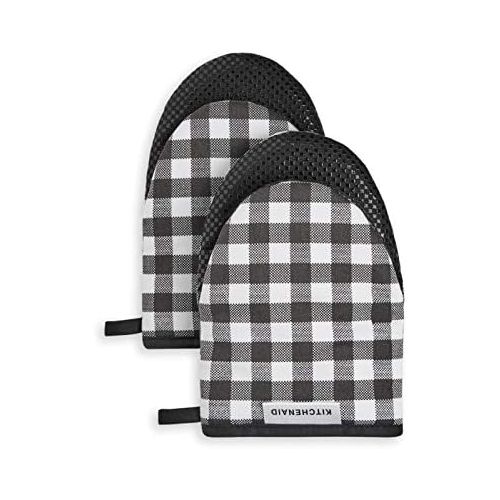 키친에이드 KitchenAid Kitchen Aid Gingham Mini Oven Mitt Set, 5.5x8, Onyx Black 2 Count