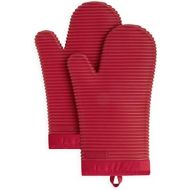KitchenAid Ribbed Soft Silicone Oven Mitt Set, 7x13, Passion Red 2 Count