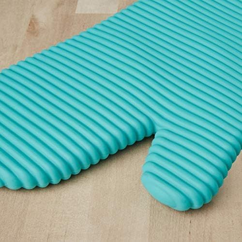 키친에이드 KitchenAid Ribbed Soft Silicone Oven Mitt Set, 7x13, Aqua Sky 2 Count