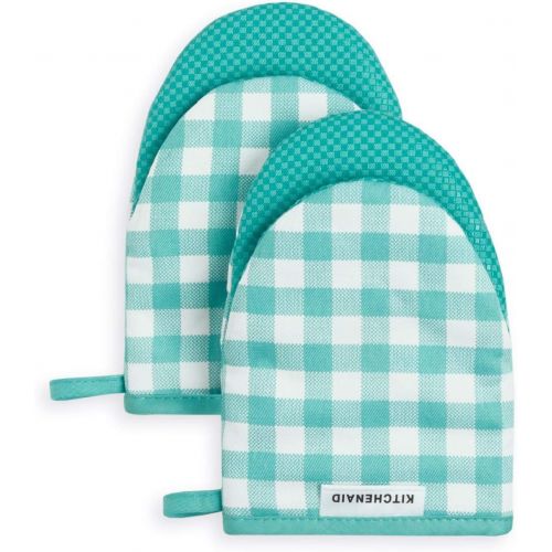 키친에이드 KitchenAid Kitchen Aid Gingham Mini Oven Mitt Set, 5.5x8, Aqua Sky 2 Count