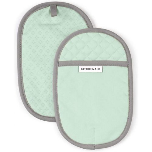 키친에이드 Kitchenaid Asteroid Cotton Pot Holders with Silicone Grip, Set of 2, Pistachio 2 Count