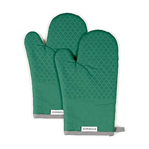 키친에이드 KitchenAid Asteroid Cotton Oven Mitts with Silicone Grip, Set of 2, Pebbled Palm 2 Count