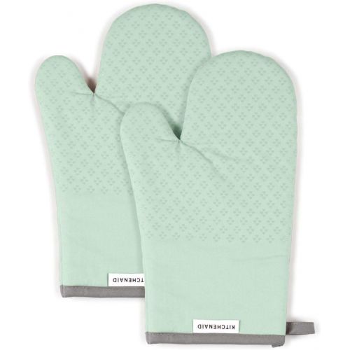 키친에이드 KitchenAid Asteroid Cotton Oven Mitts with Silicone Grip, Set of 2, Pistachio