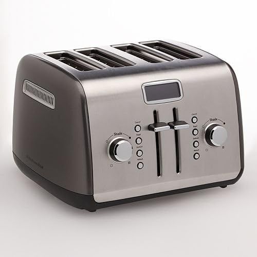키친에이드 KitchenAid KMT422QG 4-Slice Toaster with Manual High-Lift Lever and Digital Display - Liquid Graphite