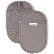 Kitchen Aid Asteroid Cotton Pot Holders with Silicone Grip, Set of 2, Grey 2 Count