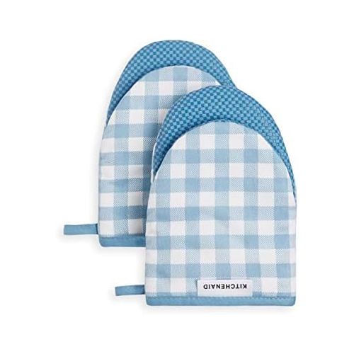 키친에이드 KitchenAid Kitchen Aid Gingham Mini Oven Mitt Set, 5.5x8, Blue Velvet 2 Count