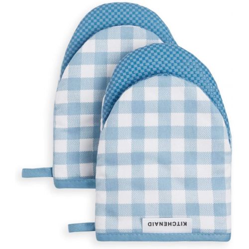 키친에이드 KitchenAid Kitchen Aid Gingham Mini Oven Mitt Set, 5.5x8, Blue Velvet 2 Count