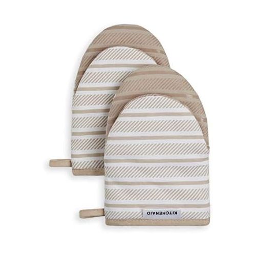 키친에이드 KitchenAid Albany Mini Cotton Oven Mitts with Silicone Grip, 5.5x8, Milkshake 2 Count