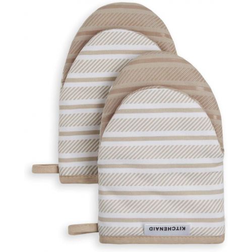 키친에이드 KitchenAid Albany Mini Cotton Oven Mitts with Silicone Grip, 5.5x8, Milkshake 2 Count