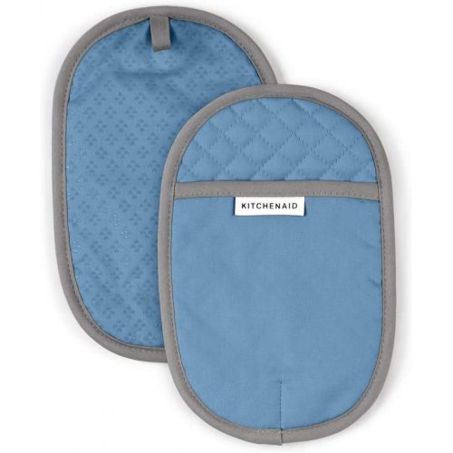 키친에이드 Kitchenaid Asteroid Cotton Pot Holders with Silicone Grip, Set of 2, Blue Velvet 2 Count