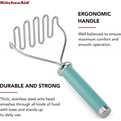 키친에이드 KitchenAid Gourmet Stainless Steel Wire Masher, 10.24-Inch, Aqua Sky