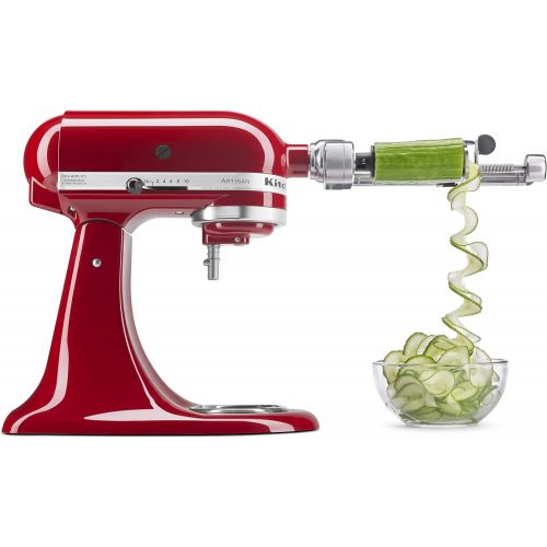 키친에이드 KitchenAid Spiralizer Attachment, 1, Silver & KSMMGA Metal Food Grinder Attachment, 2.5 lb, Silver