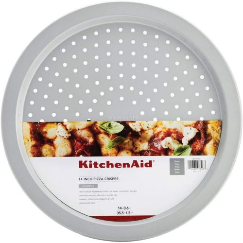 키친에이드 KitchenAid Nonstick Aluminized Steel Pizza Crisper, 14-Inch, Silver