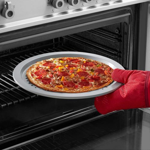 키친에이드 KitchenAid Nonstick Aluminized Steel Pizza Crisper, 14-Inch, Silver