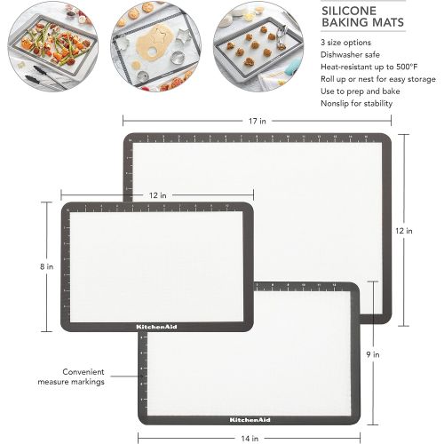 키친에이드 KitchenAid Silicone Baking Mat, 12x17-Inch, Gray