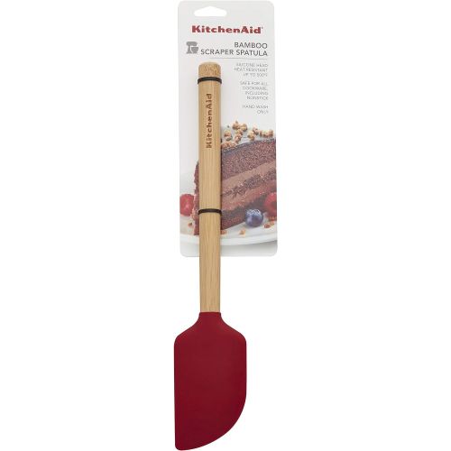 키친에이드 KitchenAid Universal Bamboo Handle Scraper Spatula, 11-Inch, Red
