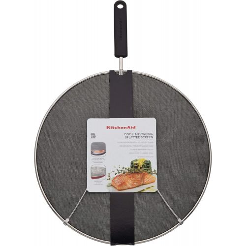 키친에이드 KitchenAid Gourmet Odor Absorbing Splatter Screen, 13-Inch, Black