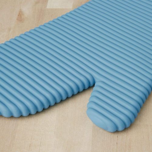 키친에이드 KitchenAid Ribbed Soft Silicone Oven Mitt Set, 7x13, Blue Velvet 2 Count