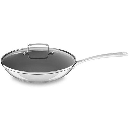 키친에이드 KitchenAid Stainless Steel 12 Nonstick Skillet Fry Pan with lid Dishwasher Induction Safe