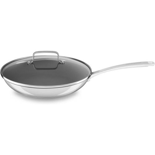 키친에이드 KitchenAid Stainless Steel 12 Nonstick Skillet Fry Pan with lid Dishwasher Induction Safe