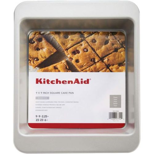 키친에이드 KitchenAid Nonstick Aluminized Steel Square Cake Pan, 9-Inch, Silver