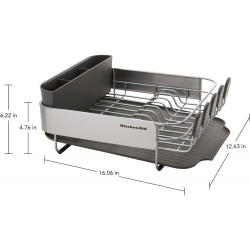 키친에이드 KitchenAid Stainless Steel Wrap Compact Dish Rack, 16.06-Inch, Gray