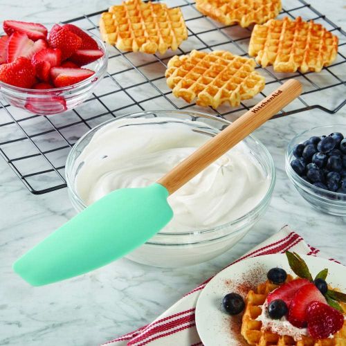 키친에이드 KitchenAid Universal Bamboo Handle Mixer Spatula, One size, Aqua Sky