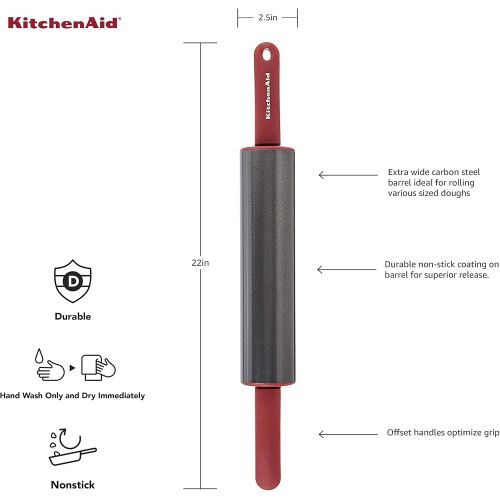 키친에이드 KitchenAid Gourmet Rolling Pin, One Size, Red