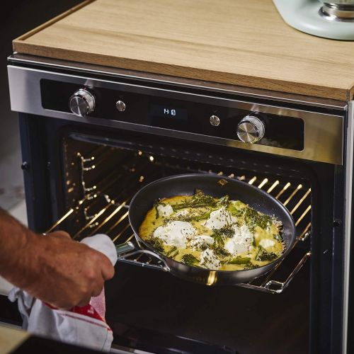 키친에이드 KitchenAid Skillet with 2 Side Handles and Lid, Non Stick Stainless Steel Skillet - Induction and Oven Safe Cookware - 28 cm/4.3 Litres