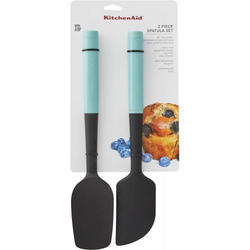 키친에이드 KitchenAid KQ437OHAQA Universal Spatula Set, 2-Piece, Aqua