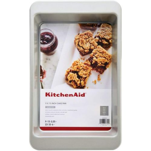 키친에이드 KitchenAid Nonstick Aluminized Steel Rectangular Cake Pan, 9x13-Inch, Silver
