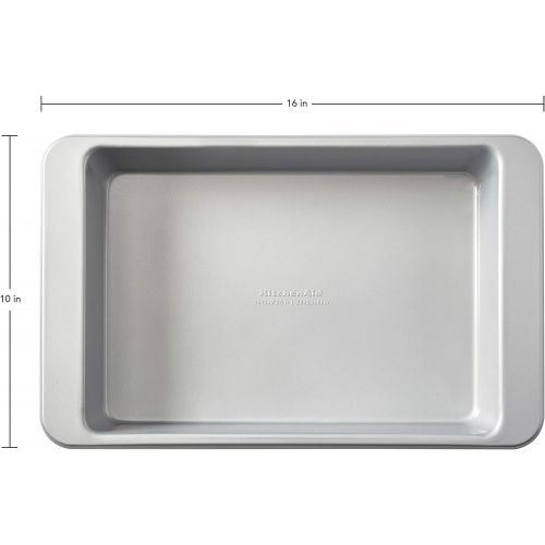 키친에이드 KitchenAid Nonstick Aluminized Steel Rectangular Cake Pan, 9x13-Inch, Silver