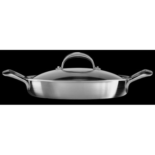 키친에이드 KitchenAid 5-Ply Copper Core 3.5 quart Braiser with Lid - Stainless Steel, Medium, Stainless Steel Finish